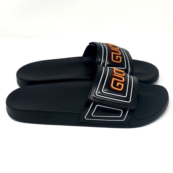 NIB Gucci Men’s Logo Leather Slide Sandal - Picture 2 of 6